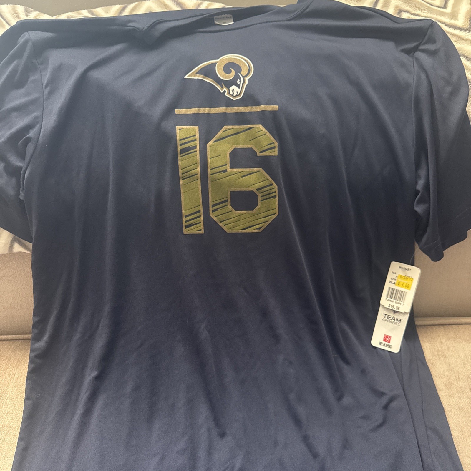 Los Angeles Rams Shirt Men&rsquo;s Extra Large Blue Crew Neck Short Sleeve Goff NFL
