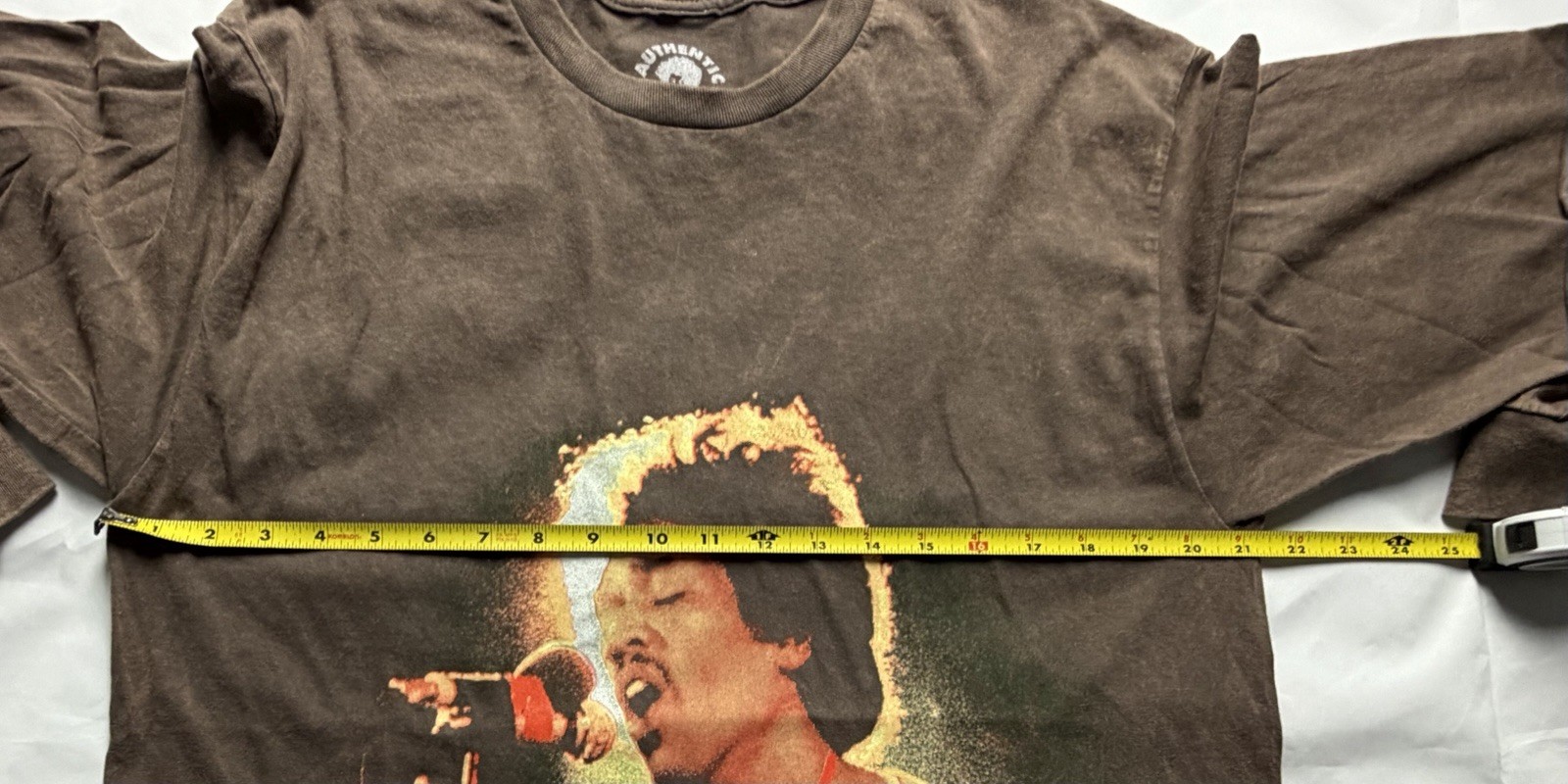 Jimi Hendrix Authentic Hendrix NWOT Brown LS Shirt Guitar Rock Music Sz S A73