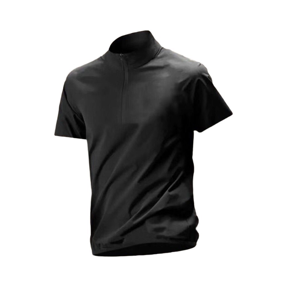 Men&rsquo;s Regular Length Half-Zip Stand Collar Tee 95% Polyester 5% Spandex