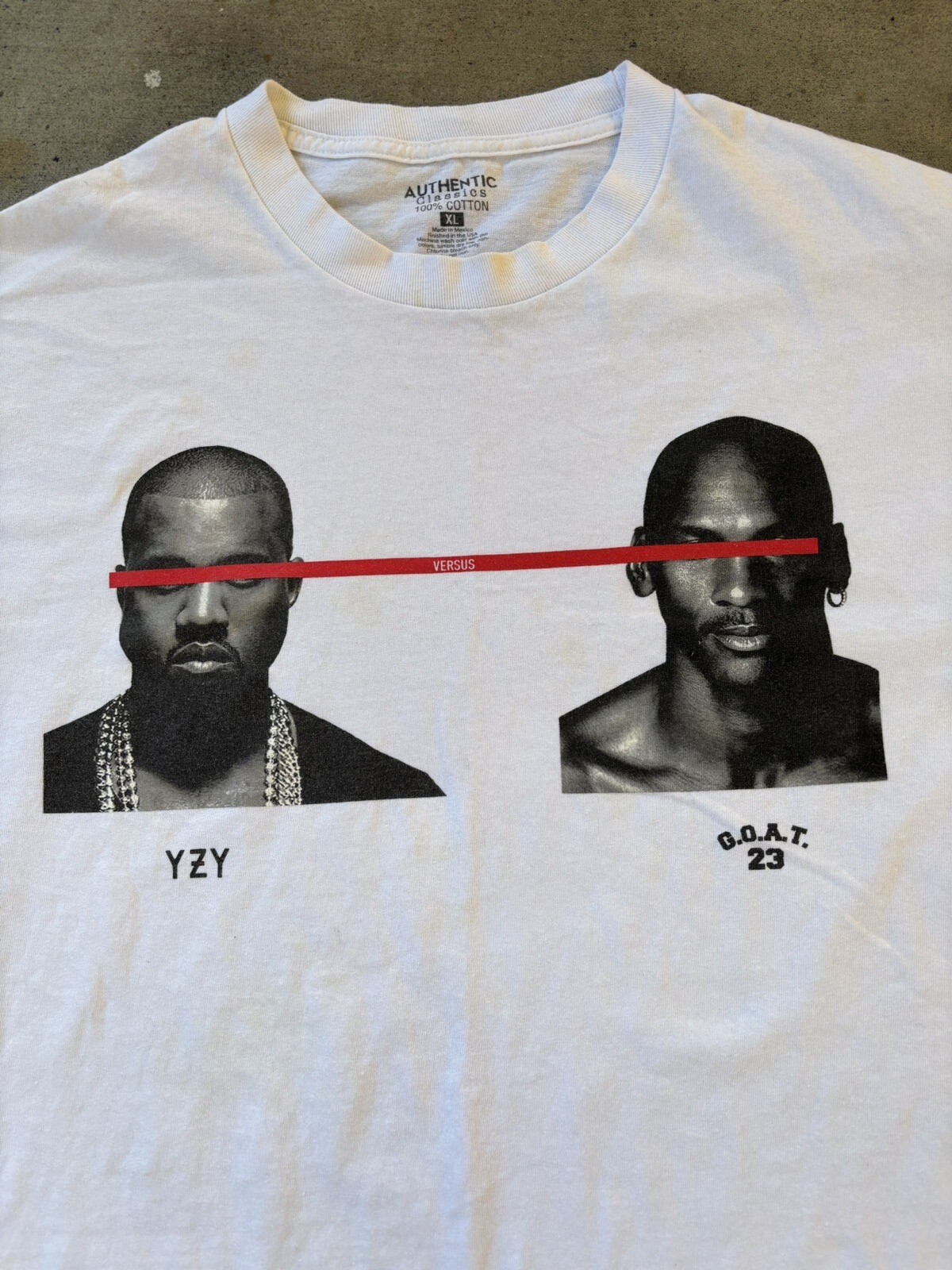 Kanye West YZY Vs Michael Jordan GOAT 23 G.O.A.T. Hip hop Basketball T Shirt XL