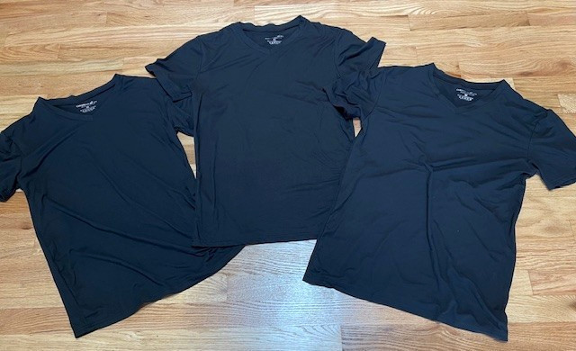 Lot of 3 Caribbean Joe Black V-Neck Soft Stretchy Cotton Blend Tees Mens Medium