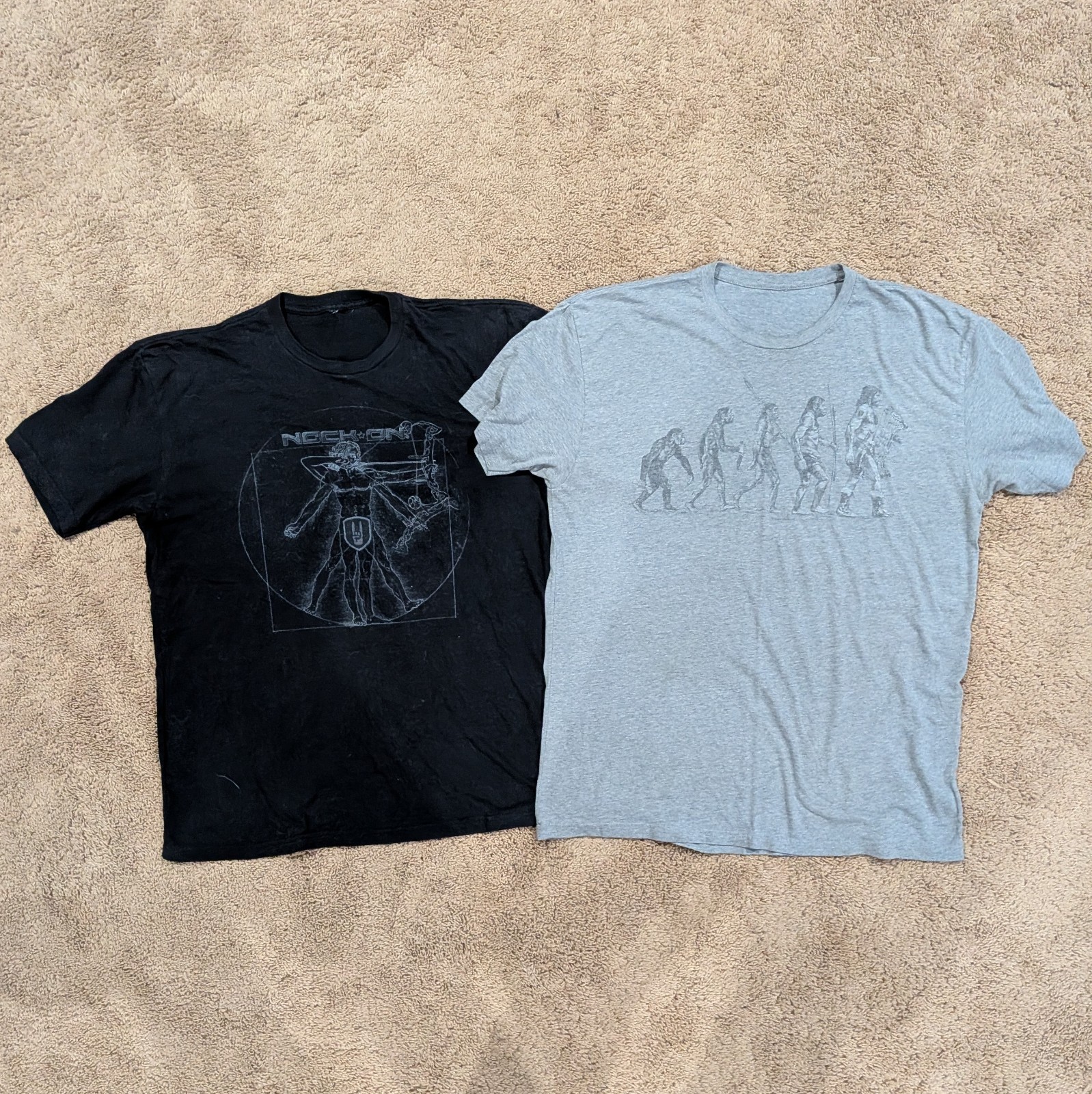 Nock On Archery Men&rsquo;s XL T-Shirts – Evolution of Man / Nocktruvian Man