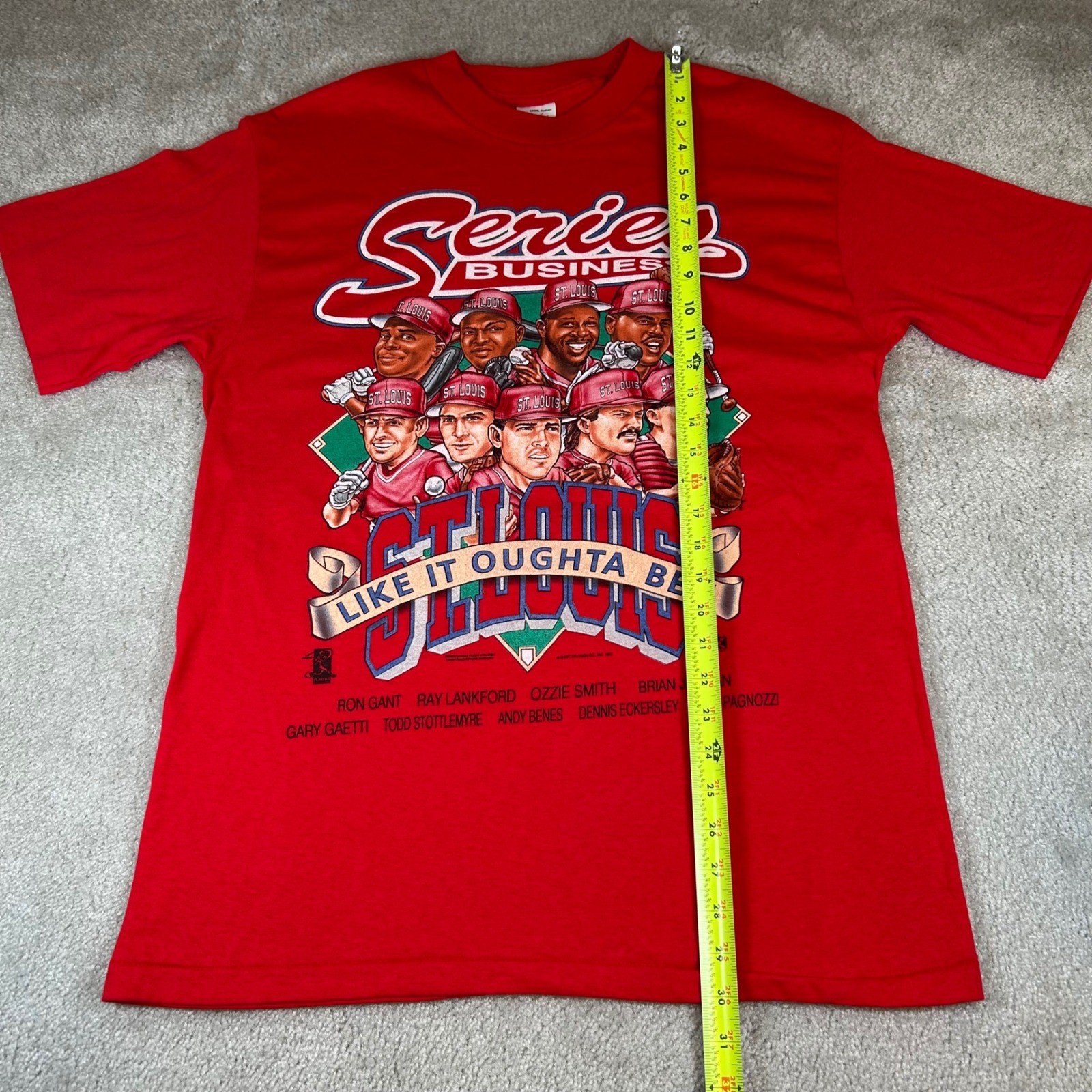Vintage St Louis Cardinals Series Business T-Shirt Mens Large 1996 Graphic MLB