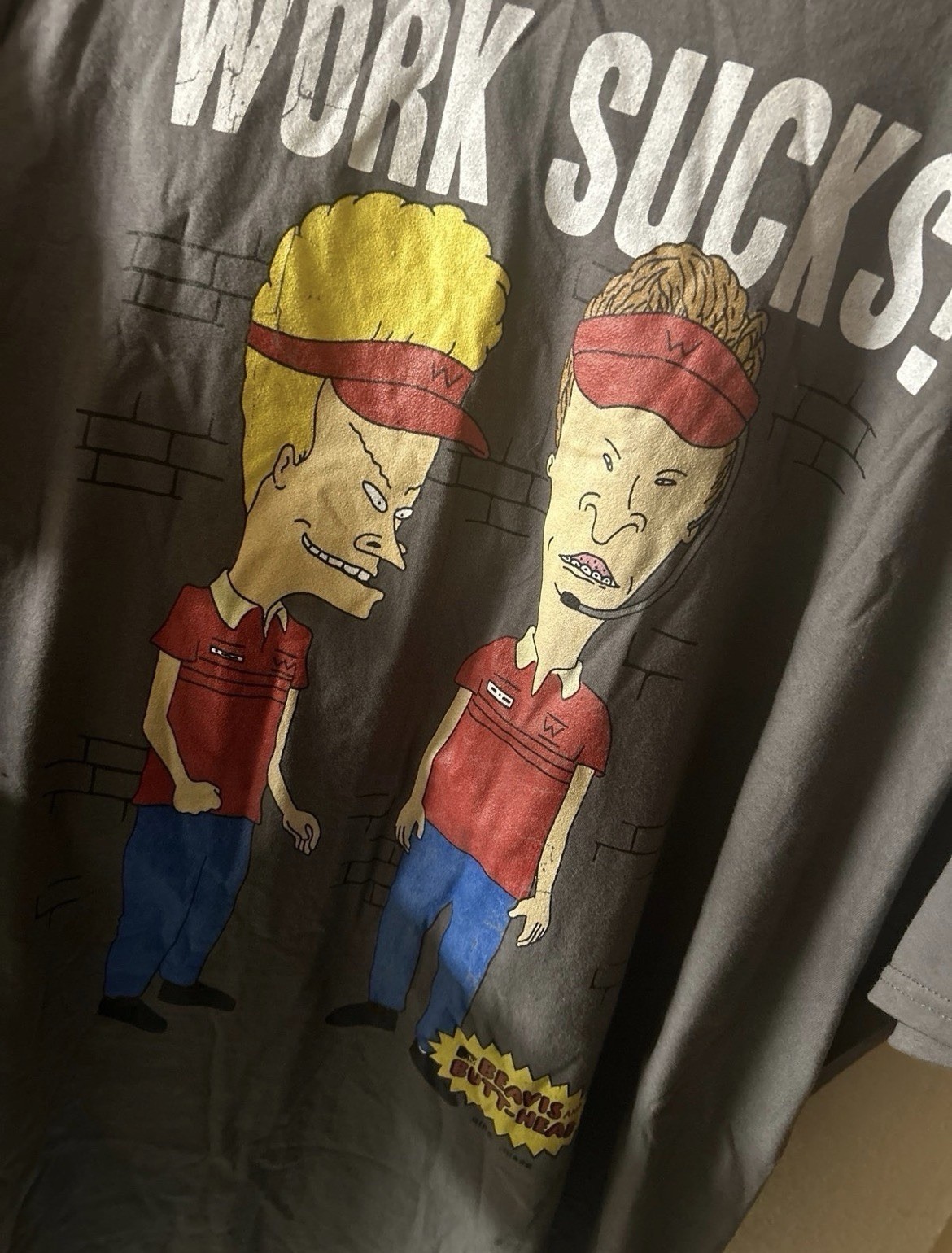 Men’s Beavis and Butthead Work Sucks T-Shirt by MTV