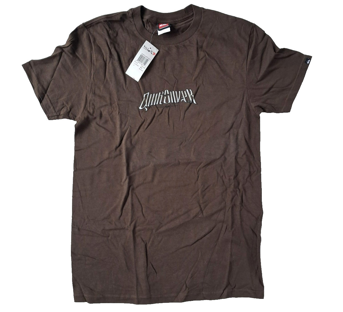 Quiksilver Short Sleeve T Shirt Mens Small Vangaurd Logo Graphic Print Brown NWT