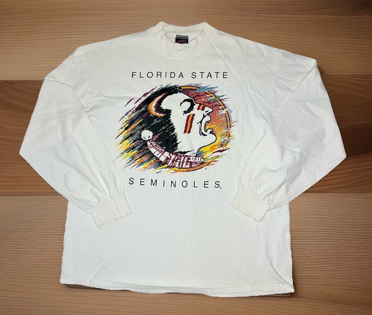 Vintage 90s FSU Florida State Seminoles Long Sleeve Shirt Men’s XL Static Print
