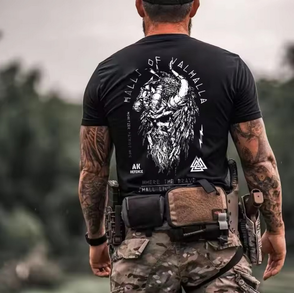 Men’s Viking Warrior T-Shirt Gym Fitness Muscle Training Breathable Tee