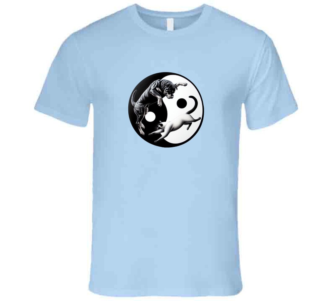 Yin Yang Dog Cat Unique Animal Circular Harmony Symbol T Shirt