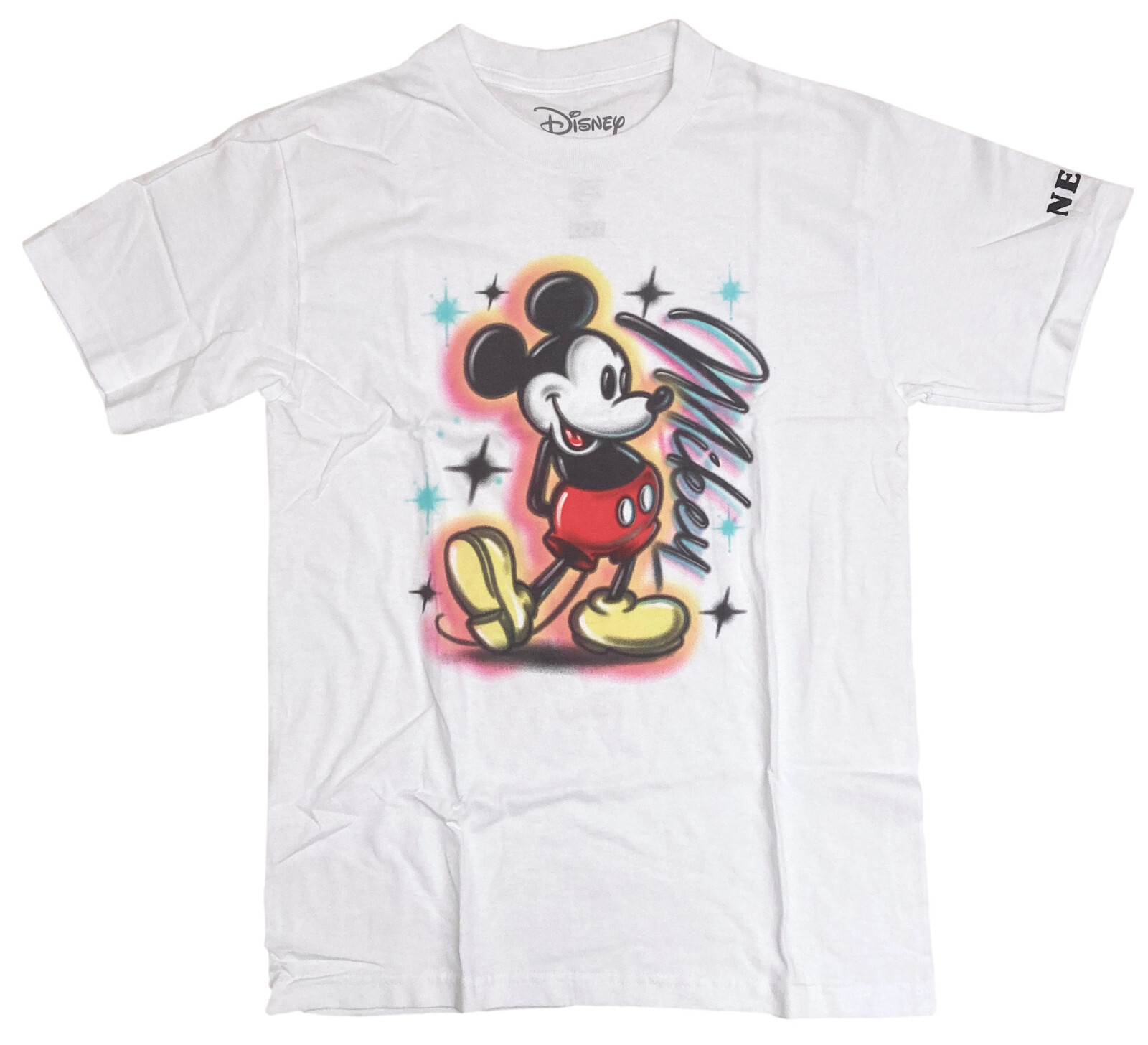 Neff Disney Mickey Mouse Airbrush Art Men&rsquo;s White T-Shirt New