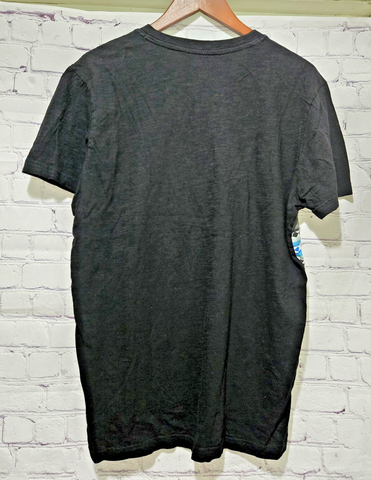 Carbon Mens Aztec Print Shirt Size L Short Sleeve Black Blue Button