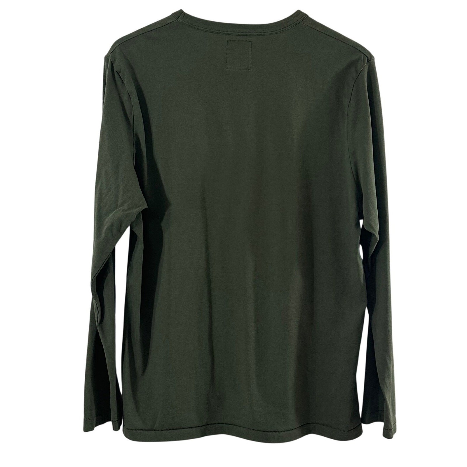For Days Mens 100% Organic Cotton Long Sleeve Crew Neck Tee Olive Green Large