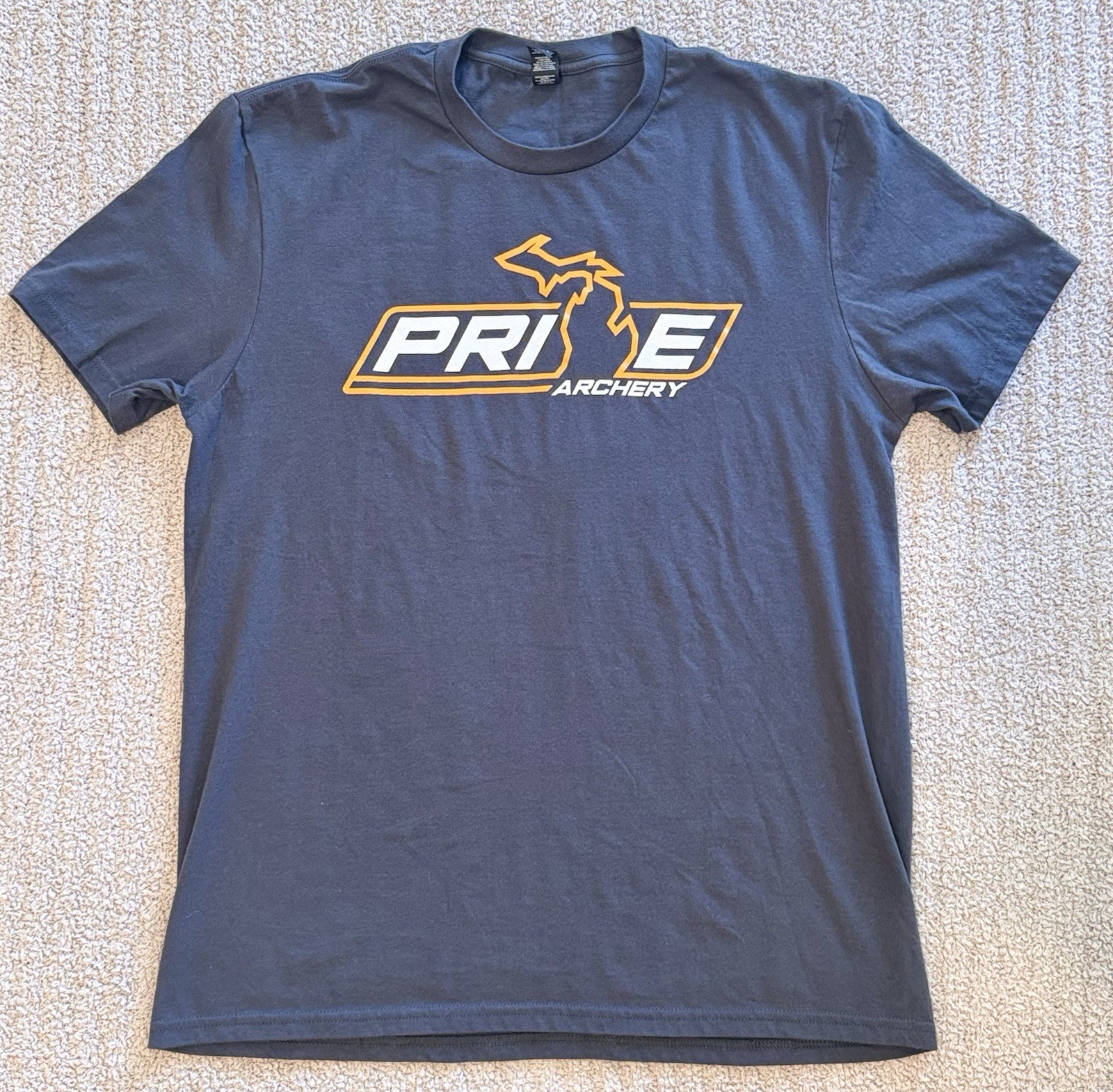 Prime Archery Bows Hunting Men&rsquo;s Large Grey Michigan Tee Shirt Short Sleeve NWOT