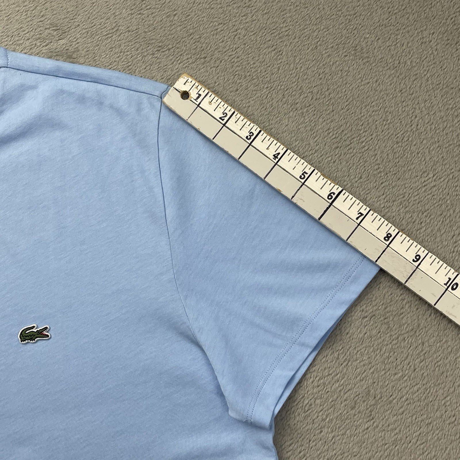 Lacoste T-Shirt Regular Fit Men’s L Solid Light Blue Cotton Logo Crew Neck NWT