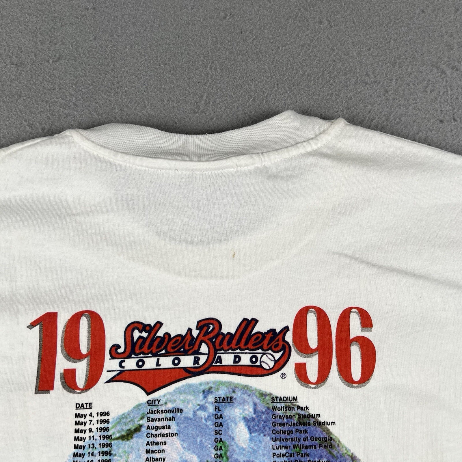 1996 Colorado Silver Bullets Shirt Men&rsquo;s XL White Short Sleeve Double Sided