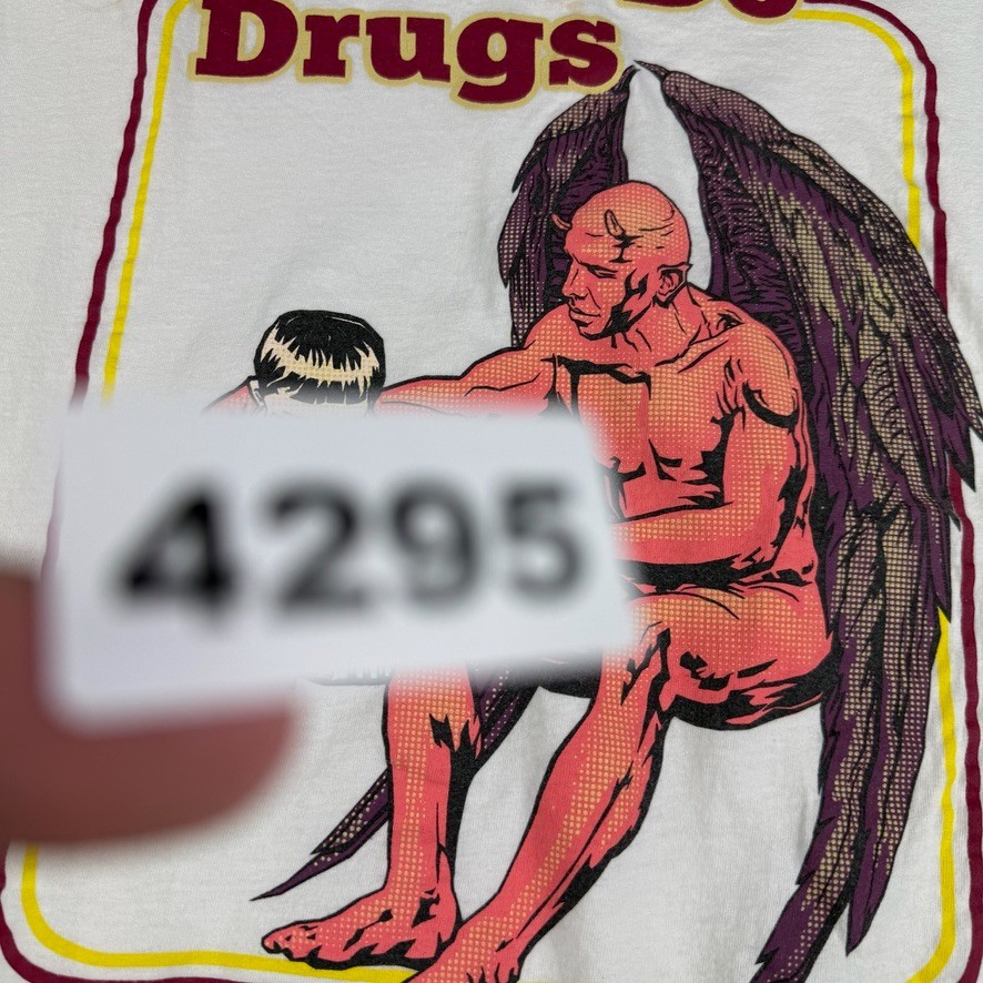 Hot Topic Ringer T Shirt Mens XL White Red Don’t Do Drugs Devil Graphic Tee