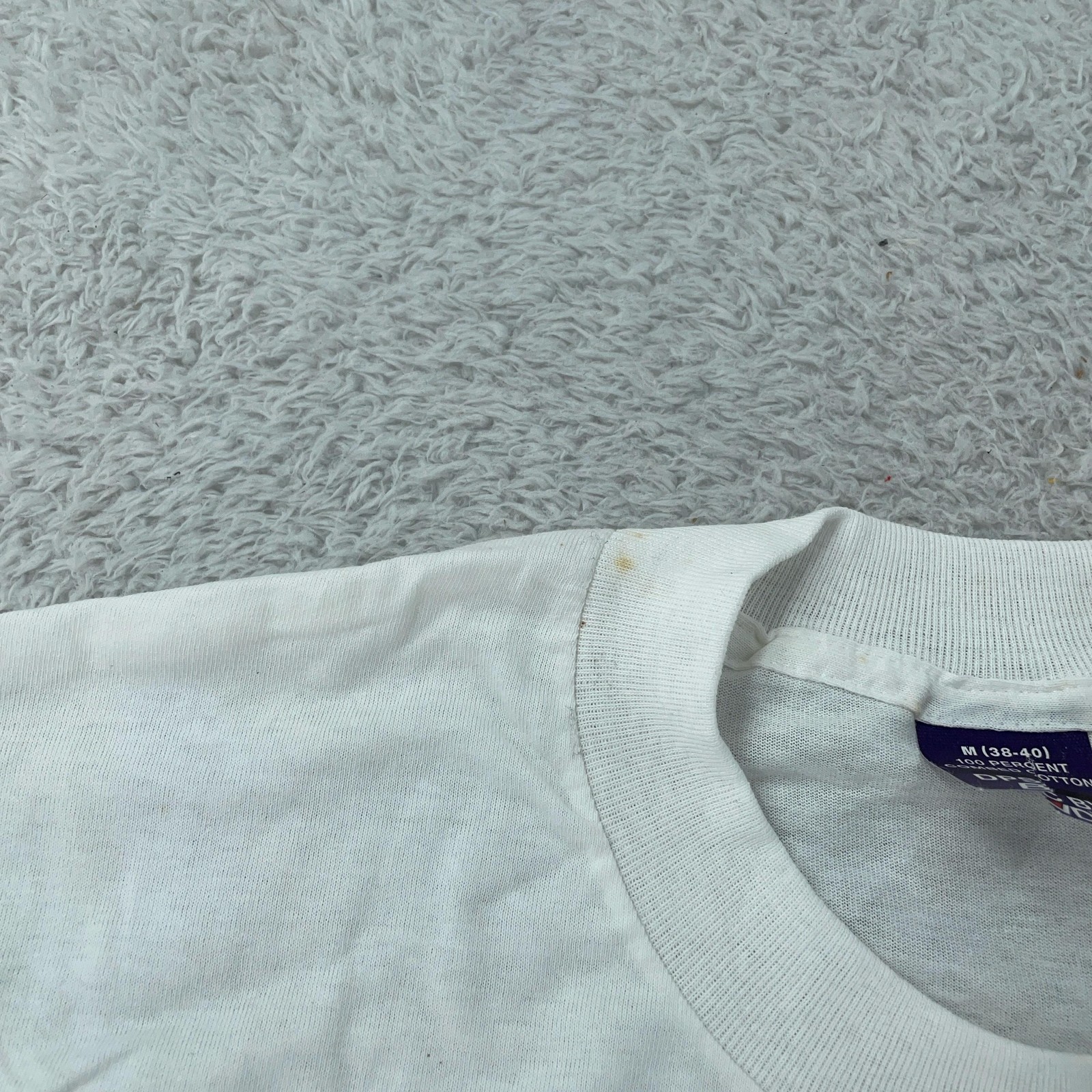 Vtg Blank White DPSC by BVD Shirt Mens Small 100% Combed Cotton Crewneck Plain