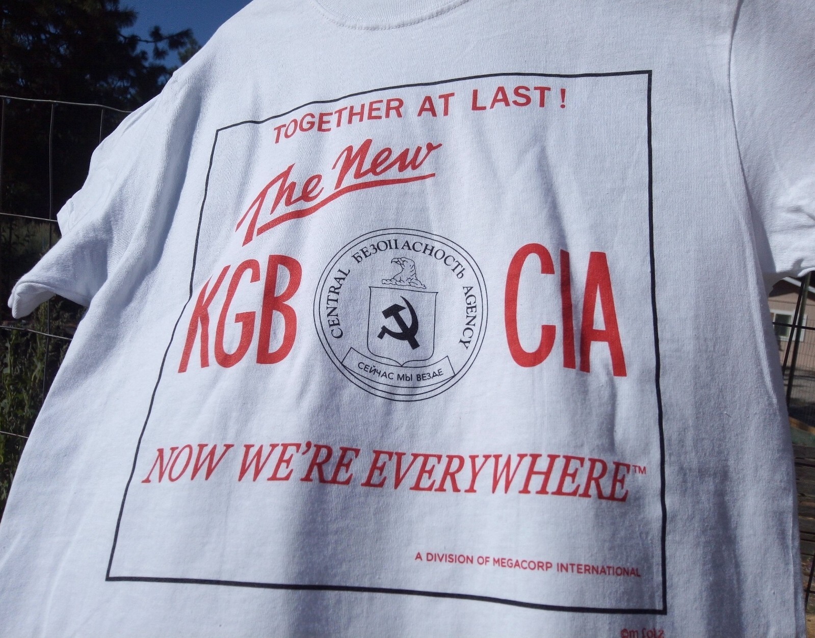 Reprint of vtg KGB CIA Shirt USA USSR Russia Ukraine Gorbachev Putin Biden Trump