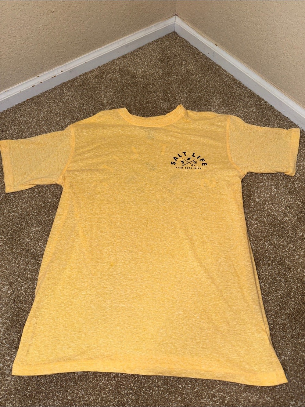 Salt Life Heather Gold Short Sleeve Tee lightweight burnout SZ MD crewneck Logo