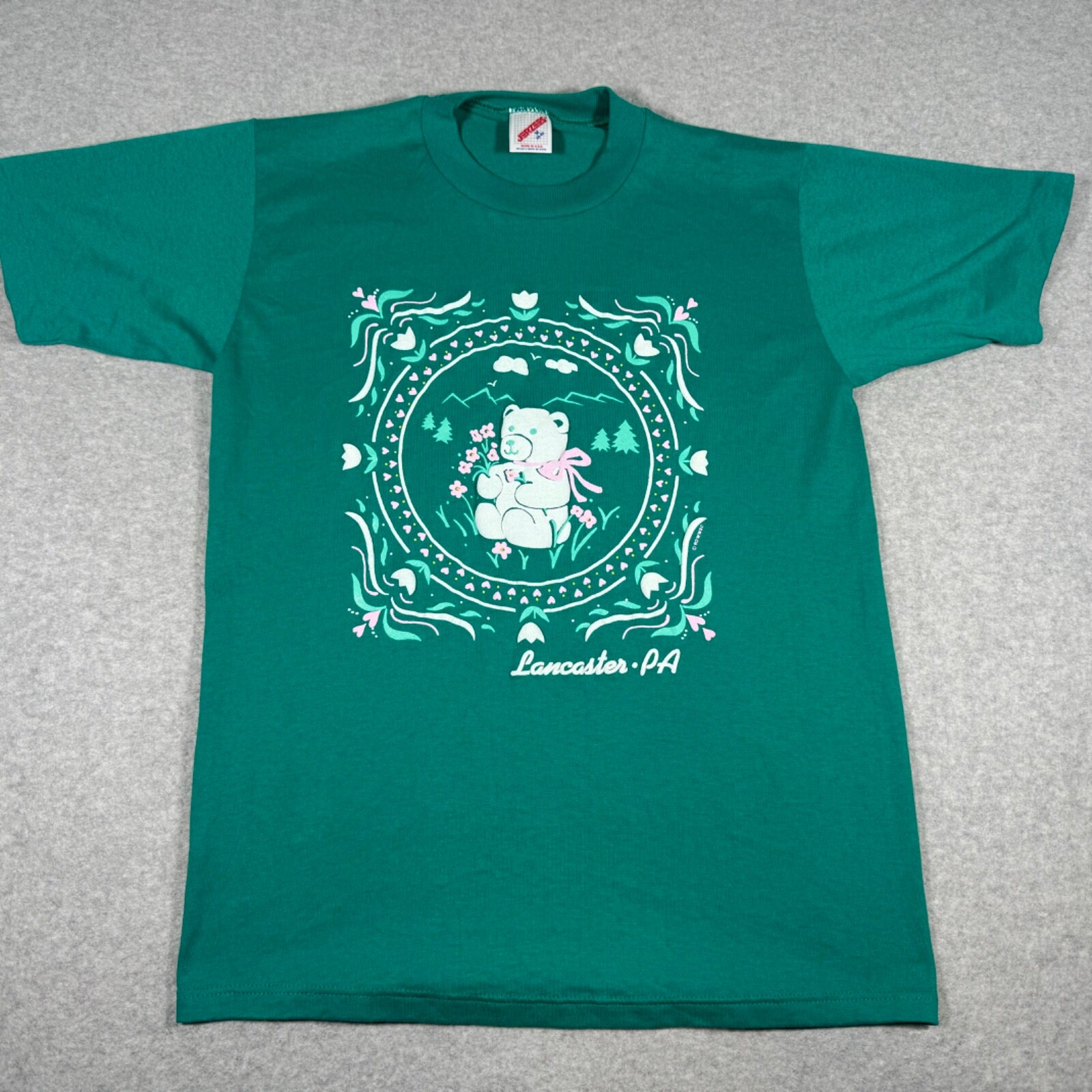 Vintage Lancaster Pennsylvania Shirt Adult Small Green Single Stitch Mens 90s