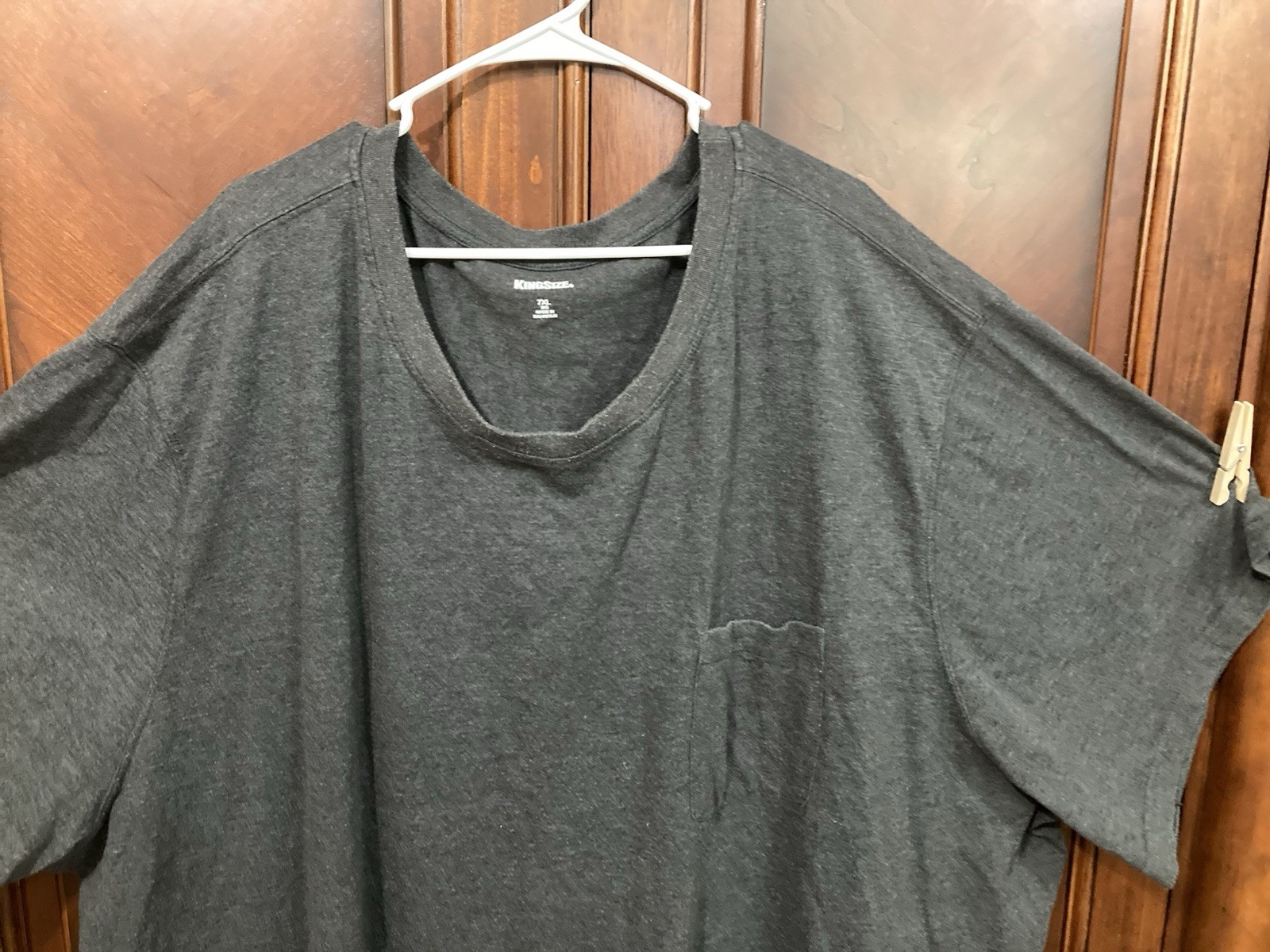 men&rsquo;s 7xl big Kingsize crewneck s sleeve pocket tee shirt Heather Charcoal Grey