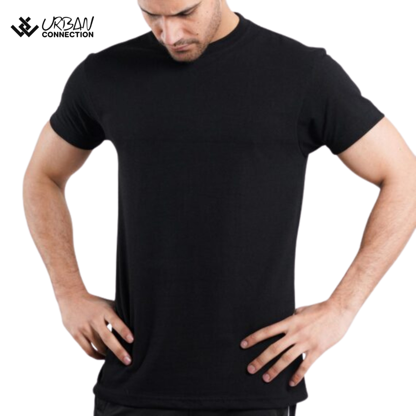 Pack of 12 Shirts | Black Crew Round Neck T-Shirt | Urban Connection | Small-6XL
