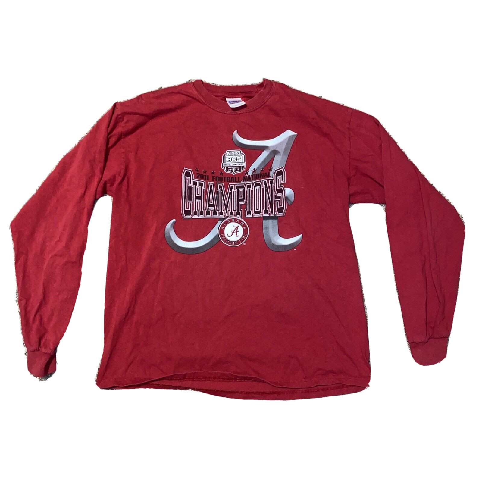 ALABAMA CRIMSON TIDE 2011 NATIONAL CHAMPIONS Gildan Large T-SHIRT Football!