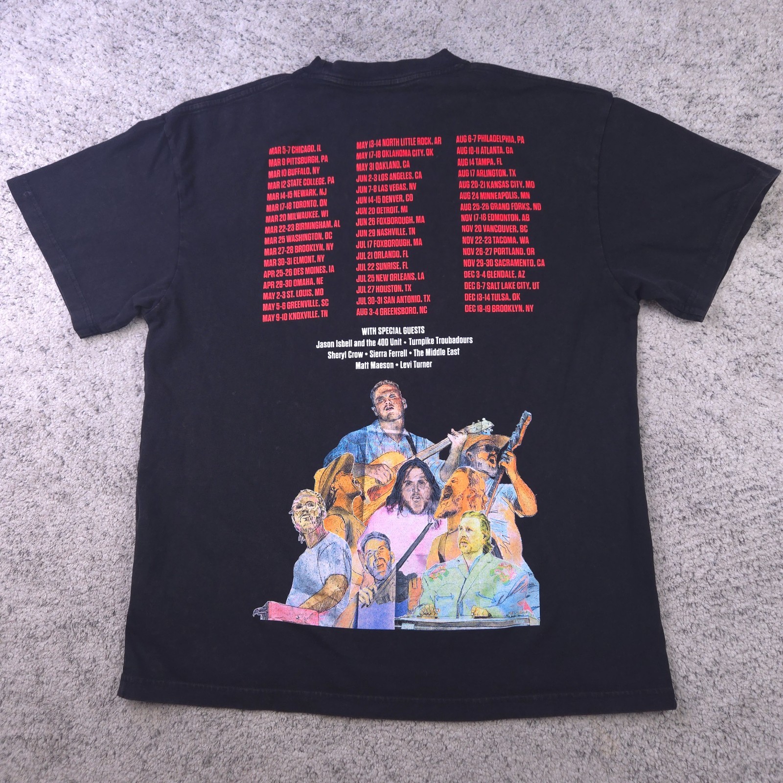 Zach Bryan Shirt Mens Medium Quittin Time Tour Concert Tee Black Short Sleeve
