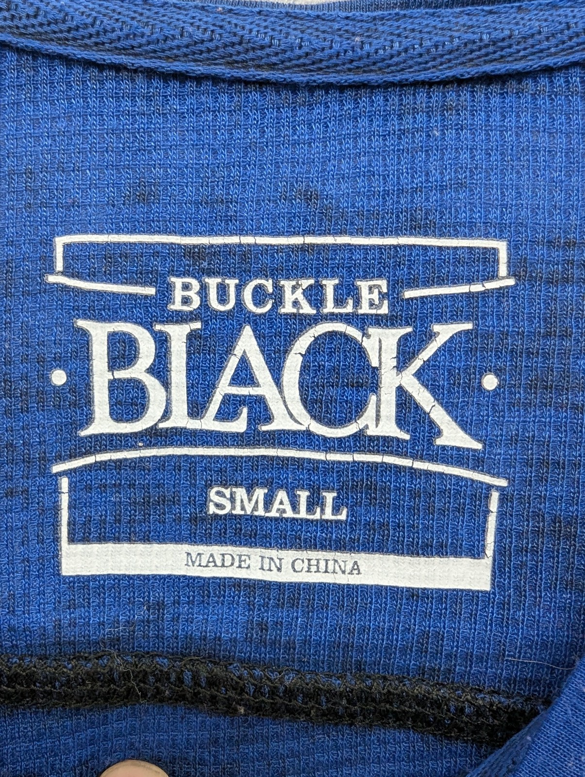 Buckle Black Henley Shirt Mens Small Blue Thermal Waffle Quilted Long Sleeve