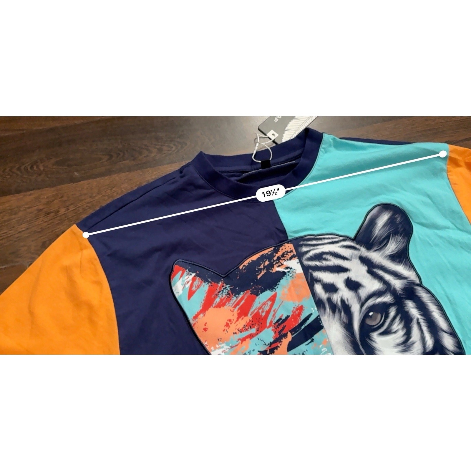 BLACK LEAF SPLIT TIGER SHIRT MENS SZ LARGE MULTI-COLOR