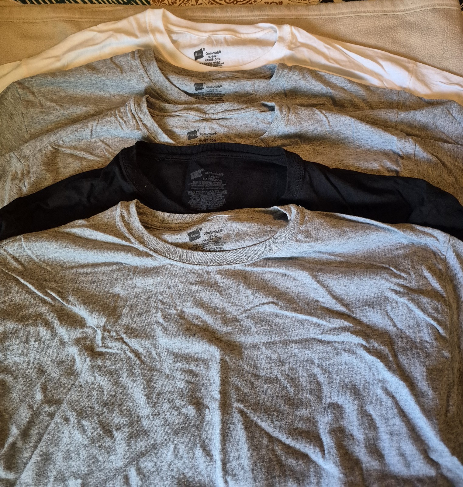 Hanes T shirt for men Lot Of 5 Colors As Shown Size Large