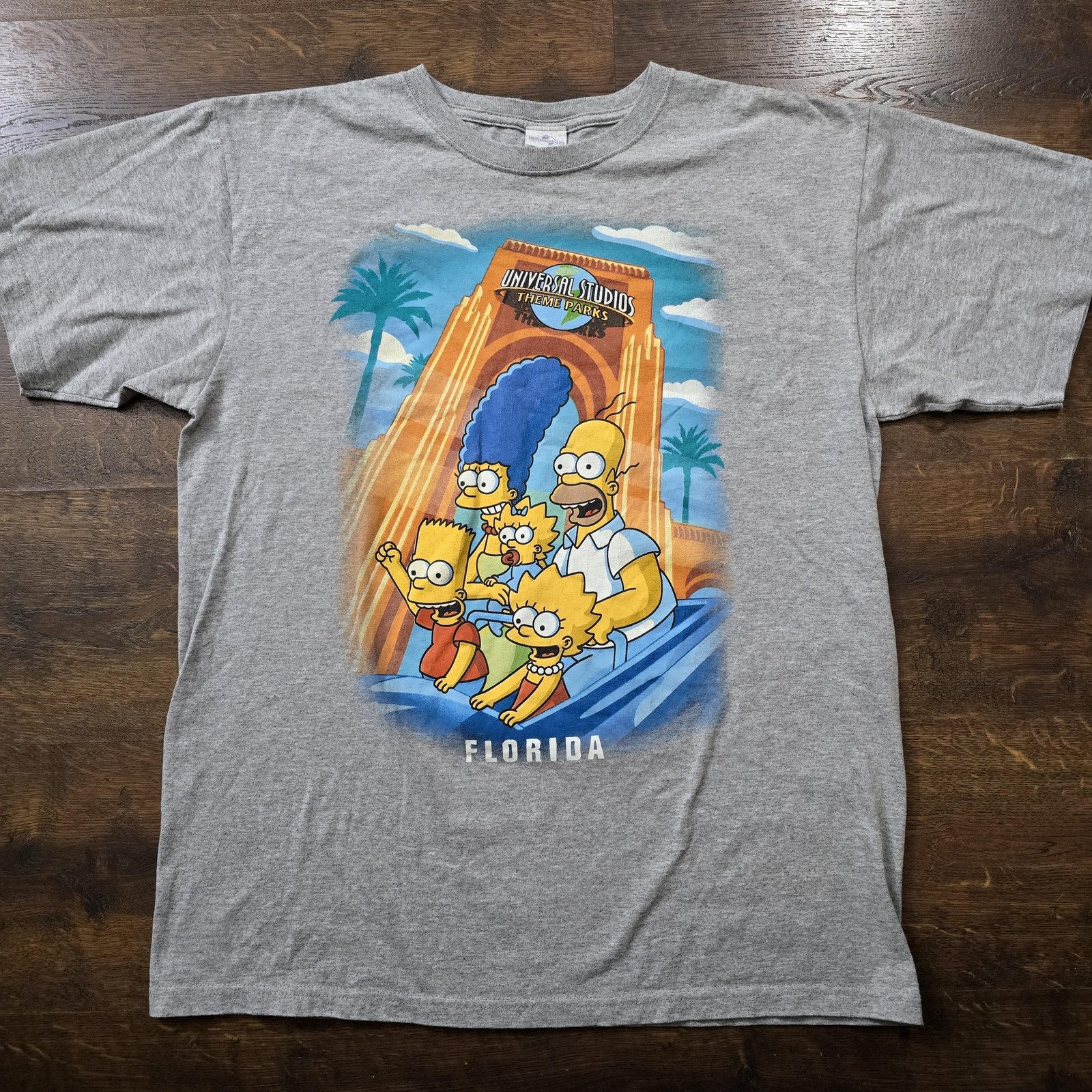 Universal Studios Simpsons Shirt Mens Large Gray Florida Theme Park Graphic Tee