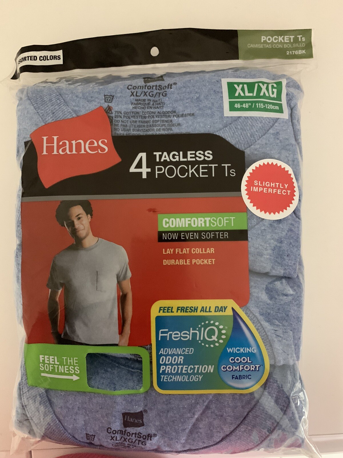 Hanes 4 Pack Men&rsquo;s Pocket Ts Cotton T-Shirt Tagless Crew – Sl.