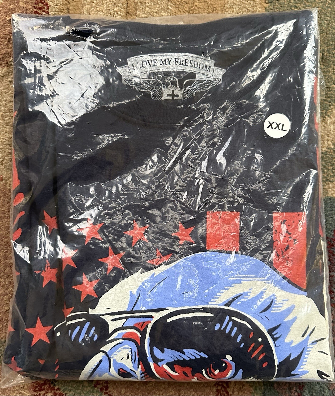 NEW “FREEDOM » I Love My Freedom Brand Navy Short Sleeve Shirt Size XXL