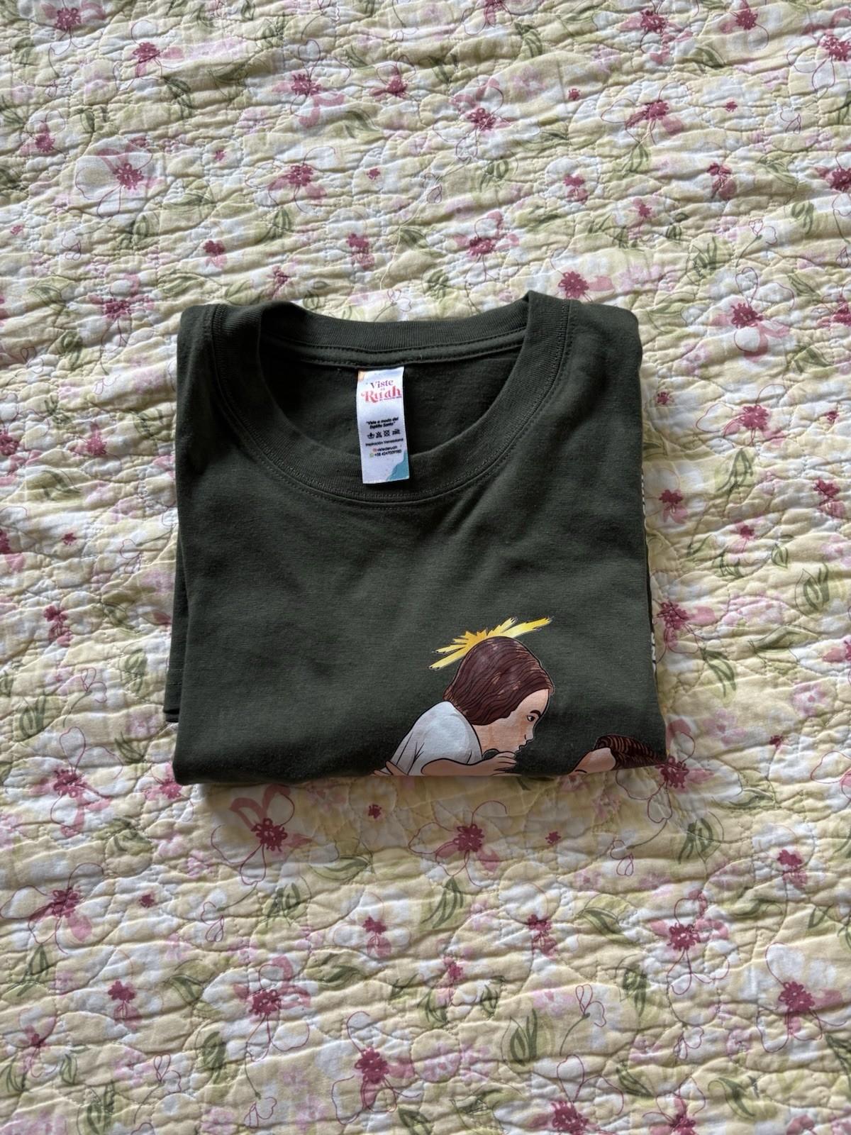 T-shirt with image of San Jose, Olive Green color Size L NWOT