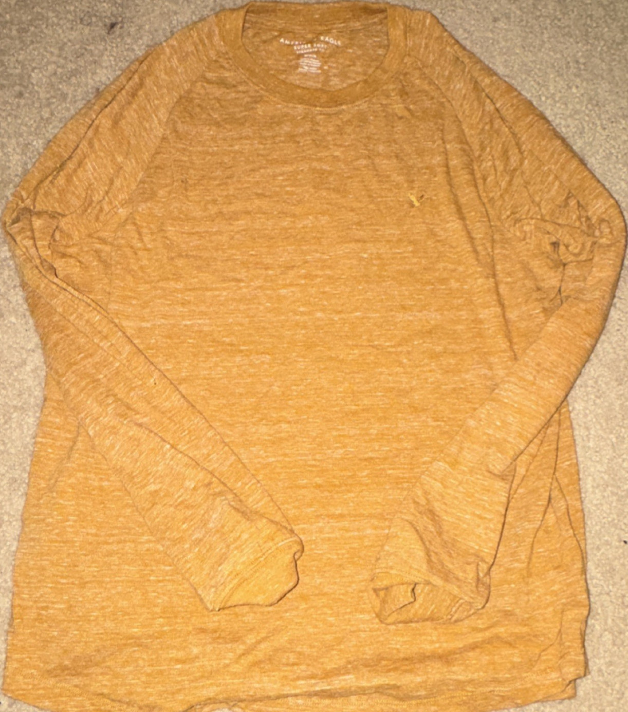 American Eagle Super Soft Men&rsquo;s Orange Long Sleeve Crew Neck T-Shirt M