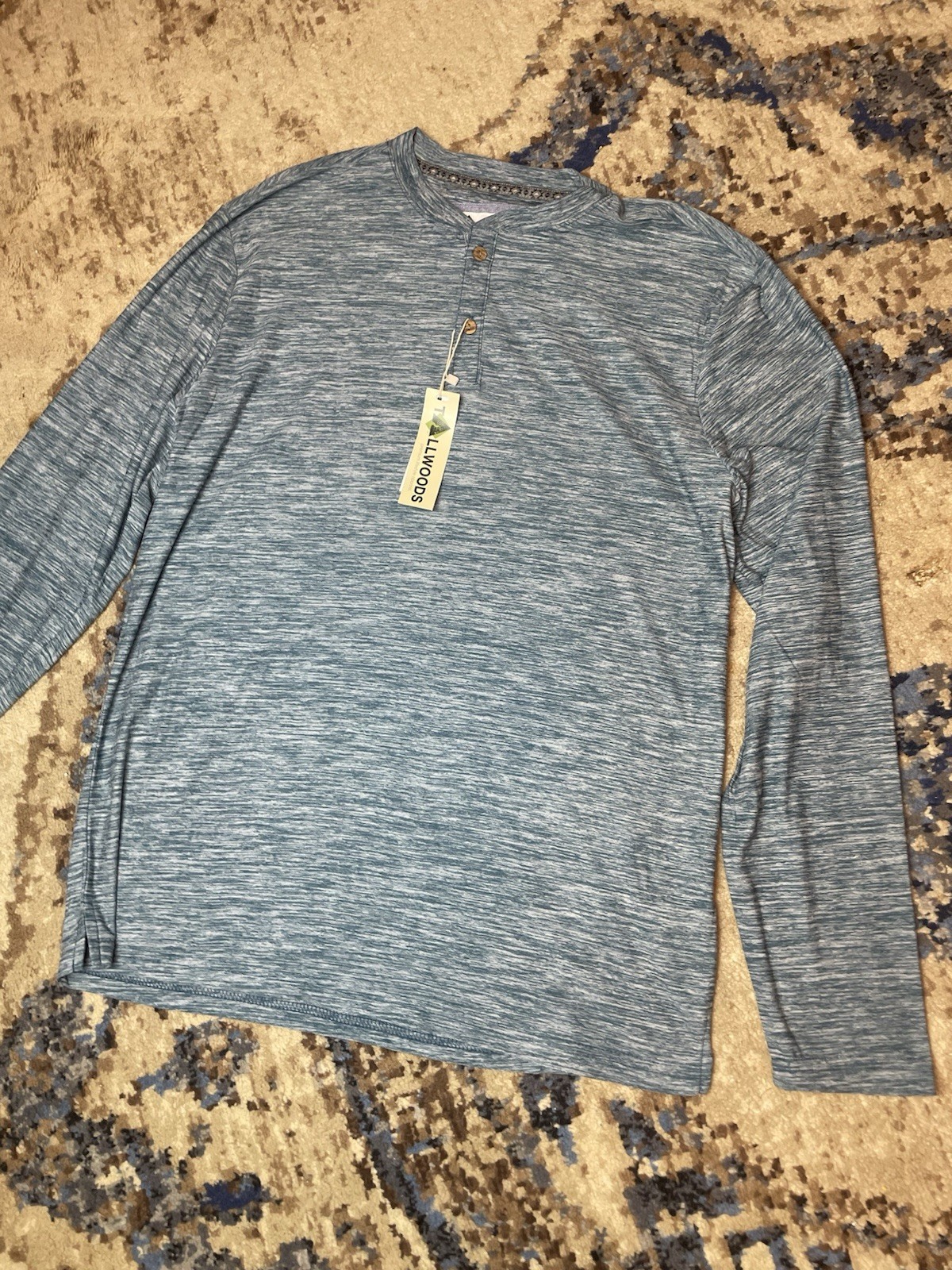 New With Tags Tallwoods T Shirt Poly Sleeve Size Medium Blue Stretch Comfort