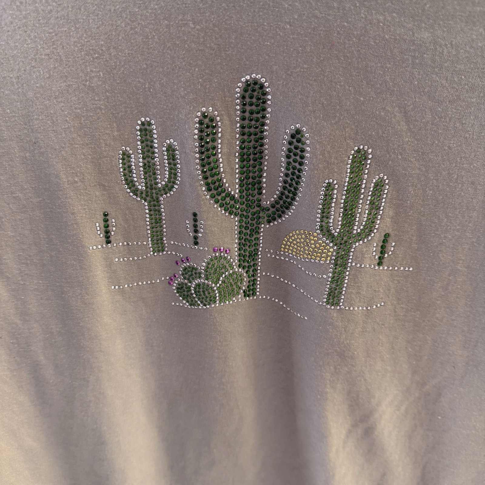 Green studded women&rsquo;s Cactus Desert Graphic Tee S Hanes Heavyweight 50/50
