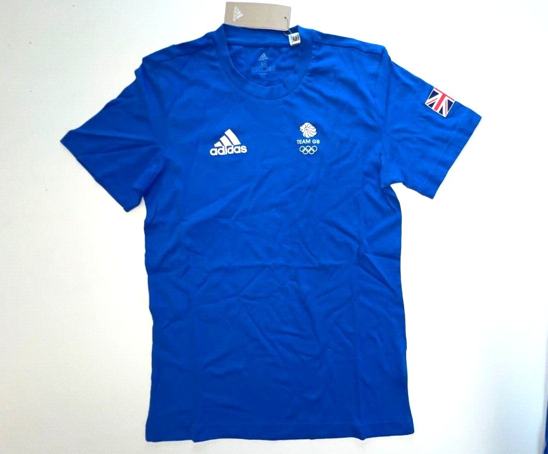 Adidas Training Shirt Team GB Olympic 100% Cotton Blue Men Women XS S M L XL 2XL