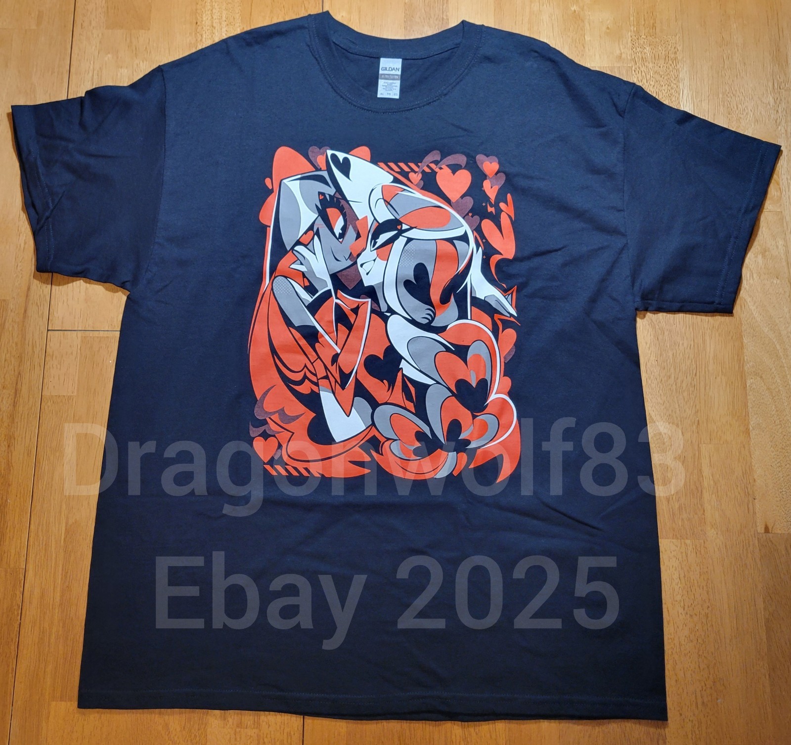 Hazbin Hotel Valentine&rsquo;s 2023 Charlie + Vaggie XL Black Shirt Vivziepop