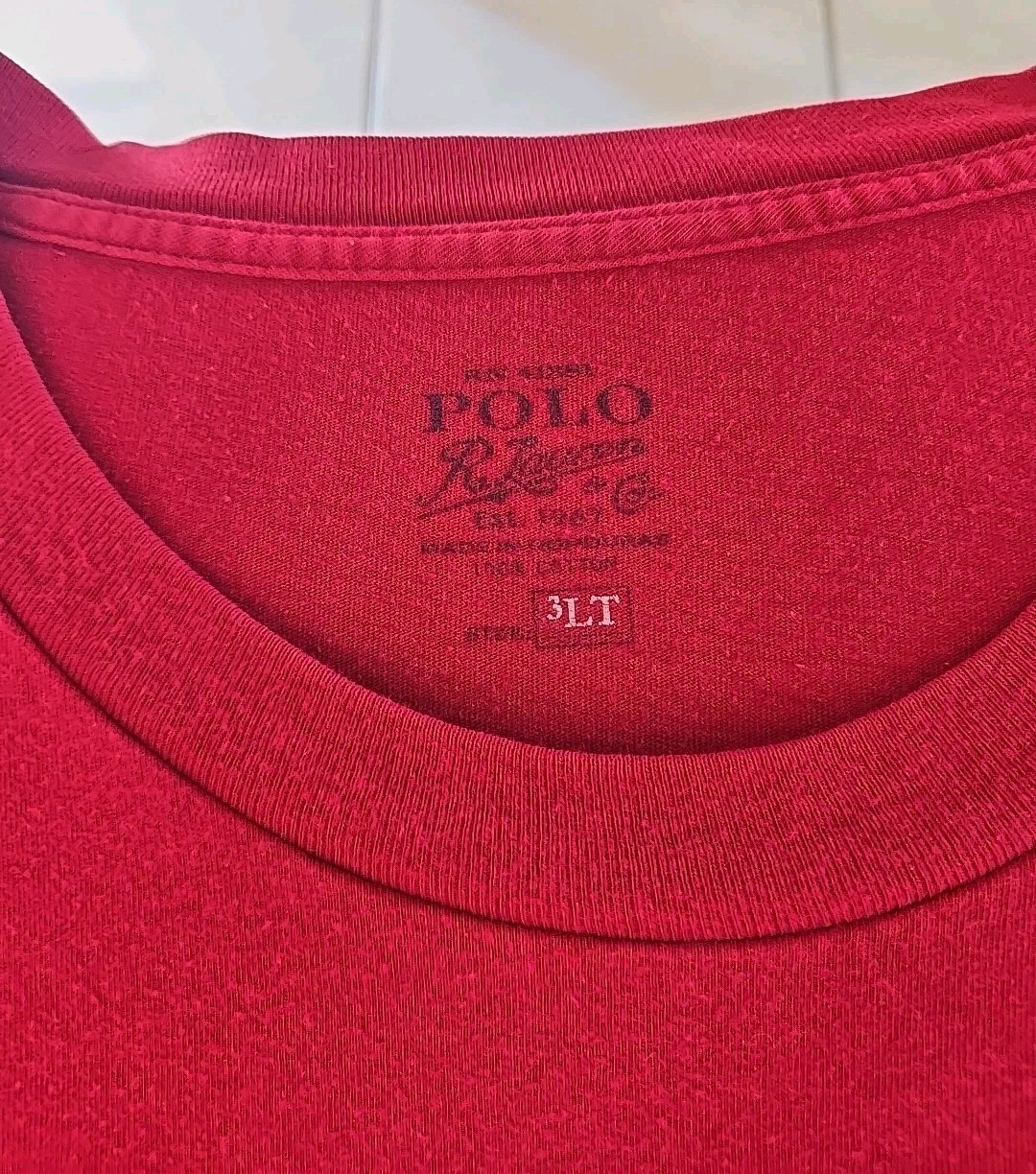 Polo Ralph Lauren Mens 3LT Long Tall Long Sleeve Tee Shirt Burgundy Pocket Pony