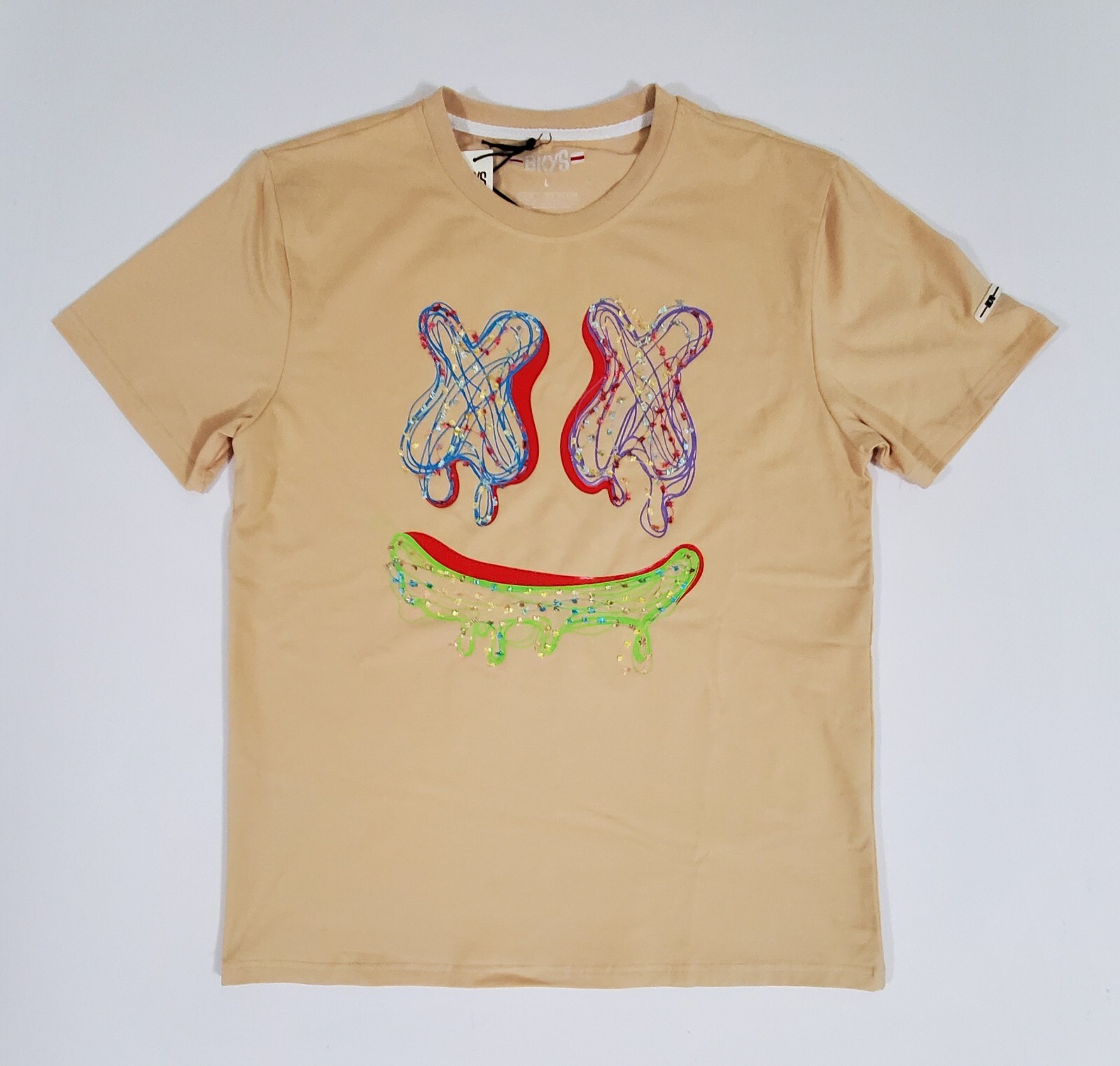 BKYS No Money Smile T-Shirt Embroided Model T839 Beige Large *READ BELOW