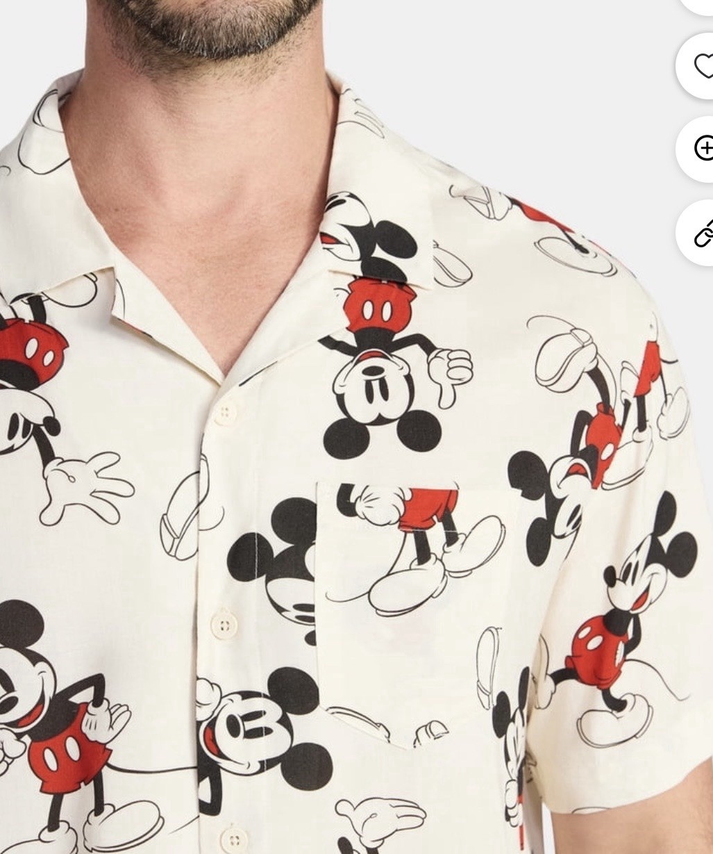 Disney Mickey Mouse Neff Men&rsquo;s Short Sleeve Shirt Black/White, Size XXL