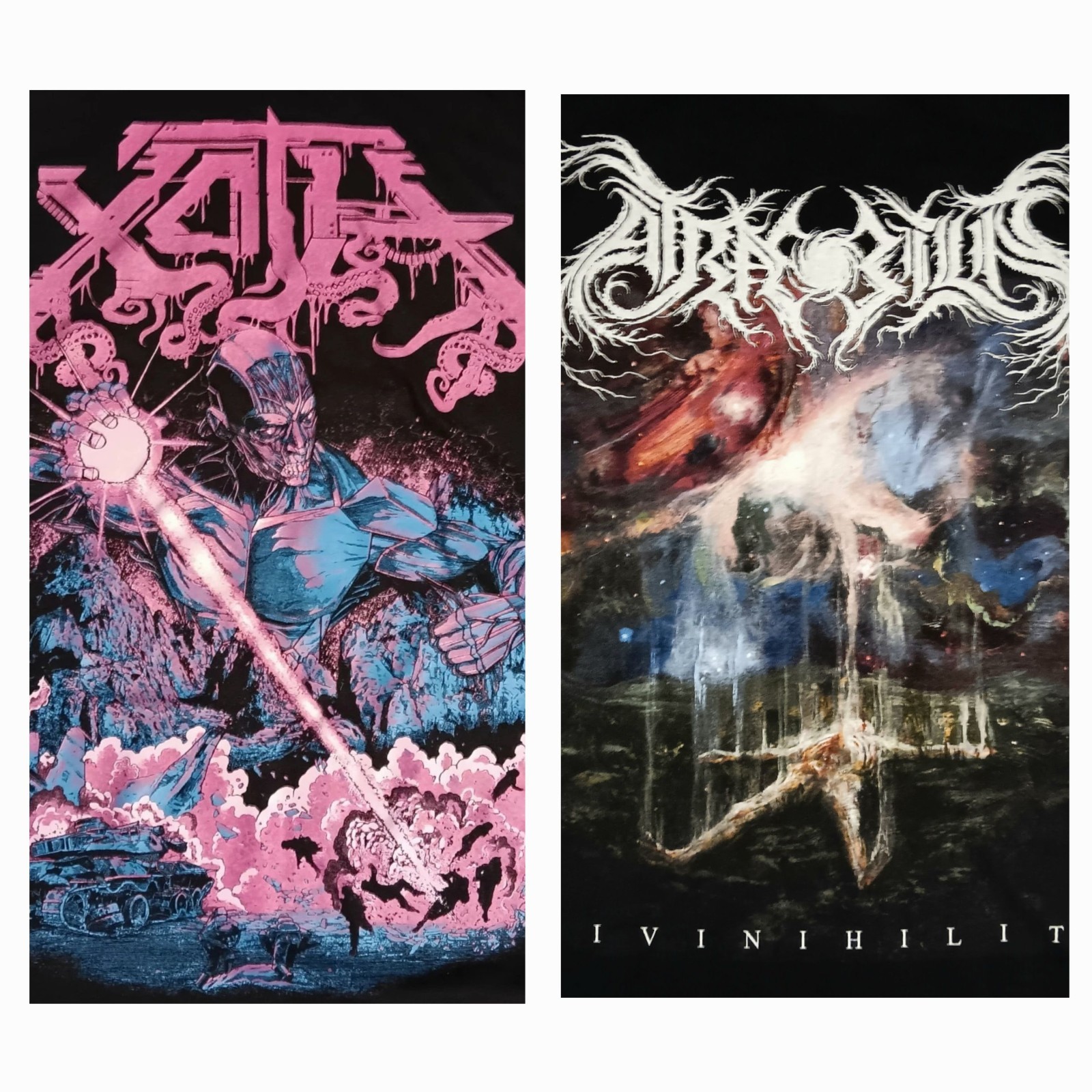 death metal concert 2 t-shirt lot Atræ Bilis Divinihility Xoth Interdimensional