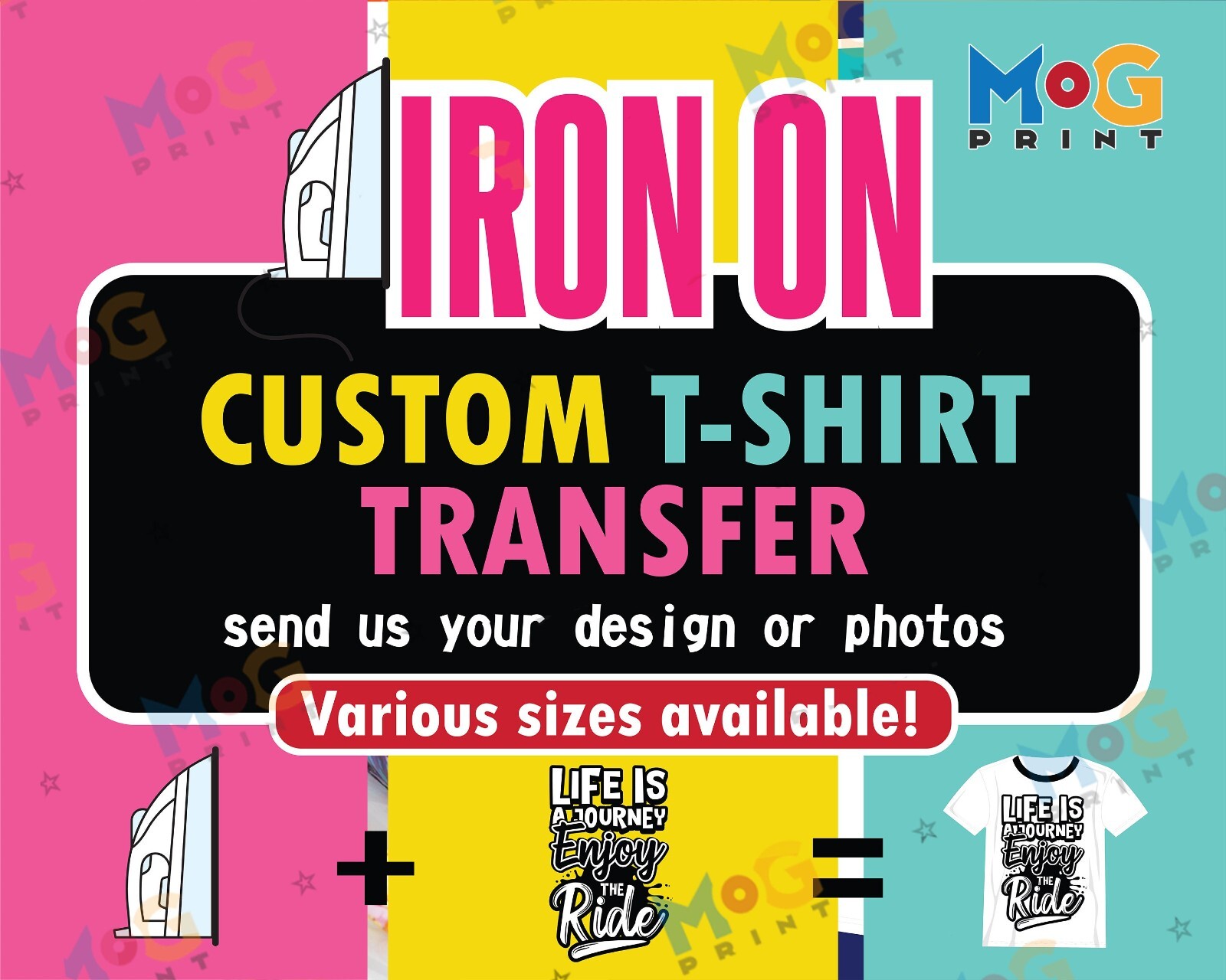 DIY Iron on Decal T-shirt Custom Heat Transfers Personalised Text Lot Printing