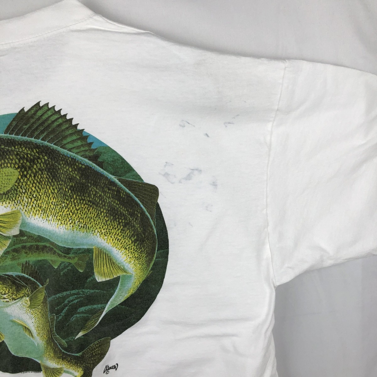 Used 90&rsquo;S TSFORIGINALS fish print animal t-shirt made in USA men&rsquo;s size XXL …