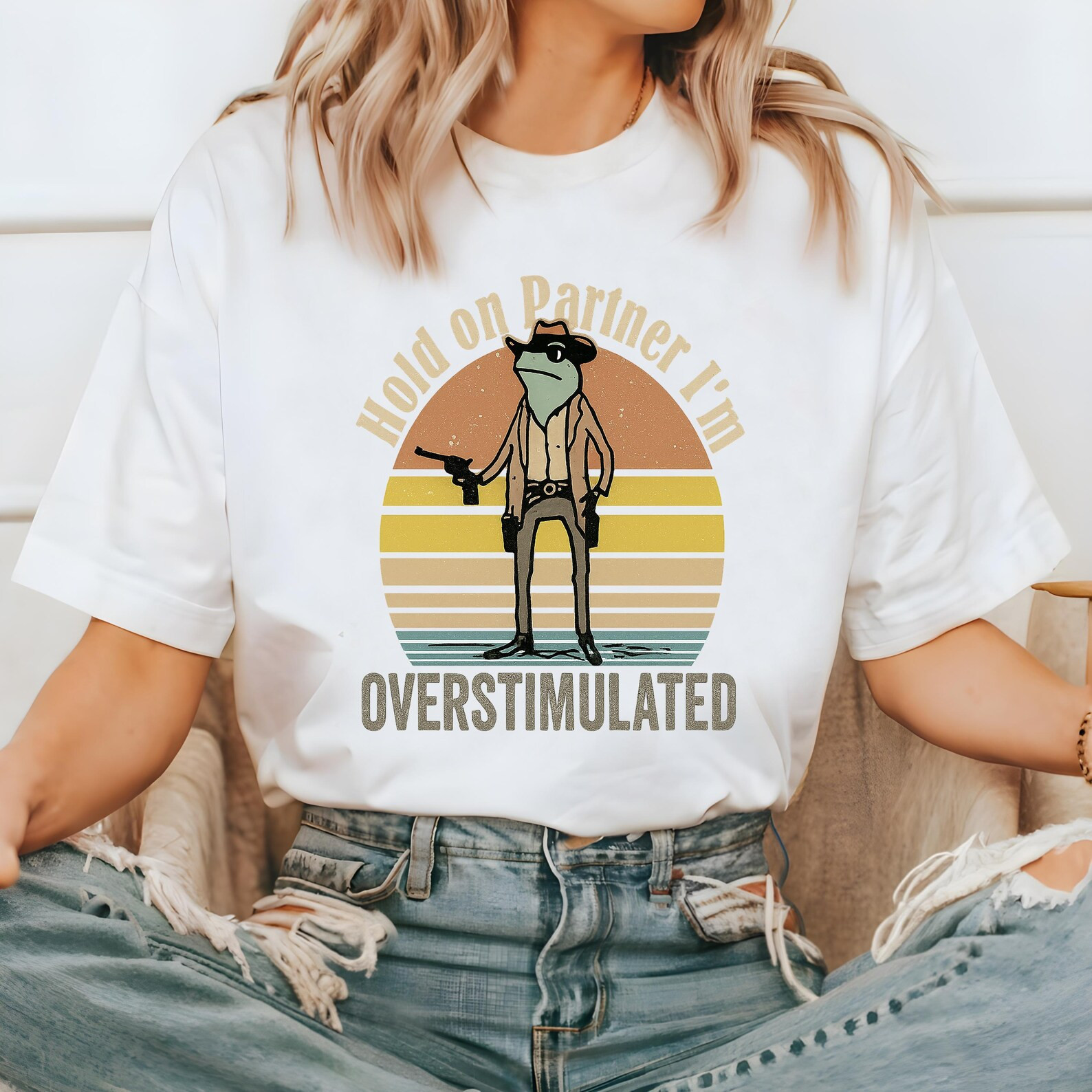 Hold On Partner I&rsquo;m Overstimulated – Funny Shirts, Gift Shirts