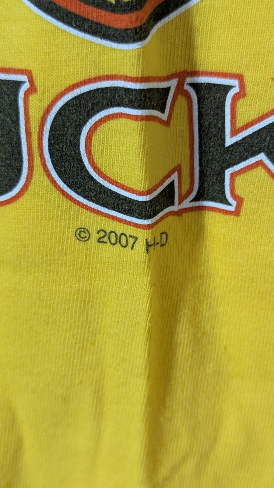 Vintage 2007 Harley Davidson T Shirt L Work Sucks Yellow Black Diamond Marion IL