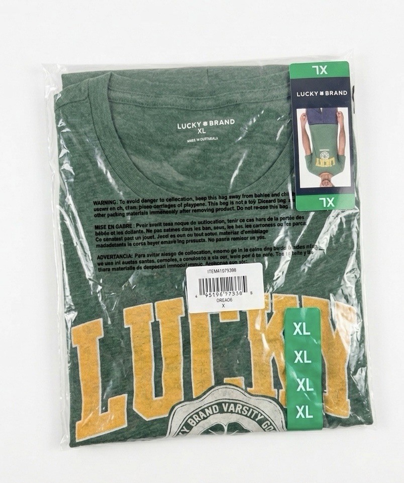 Lucky Brand New Mens T Shirt XL Green Graphic Tee NWT