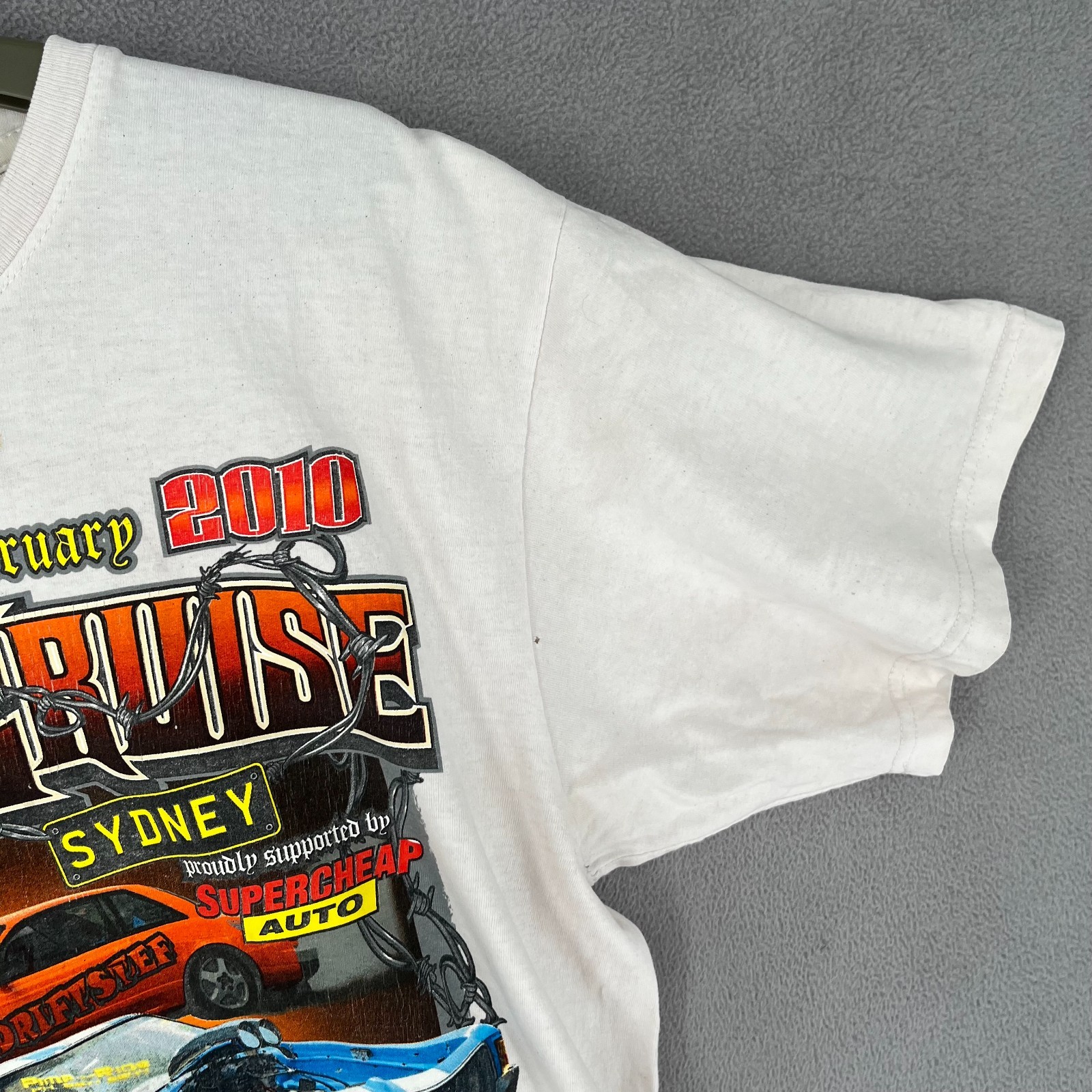 Vintage Sydney Powercruise Shirt Mens Small White 2010 Crew Car Racing Drift