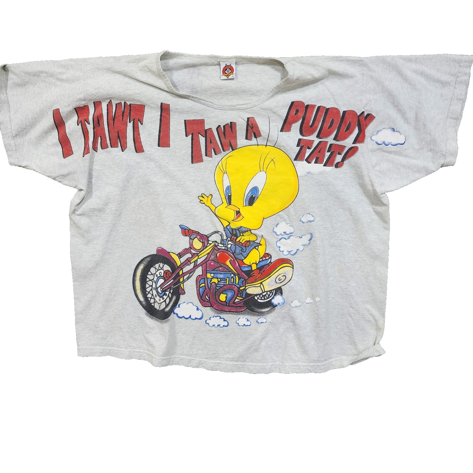 VINTAGE 90s Tweety Sylvester Looney Tunes Motorcycle No Size On Tag XXL/XXXL